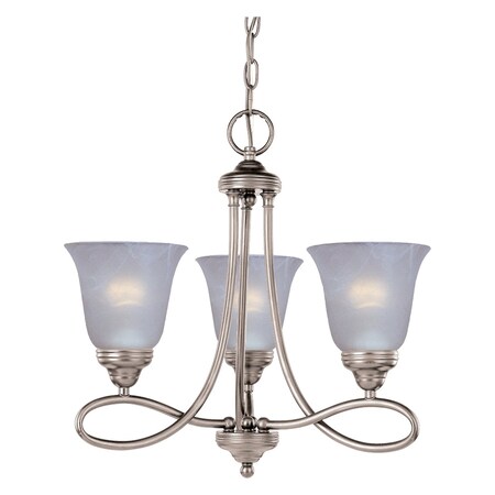Maxim Three Light Satin Nickel Marble Glass Up Mini Chandelier 11042MRSN
